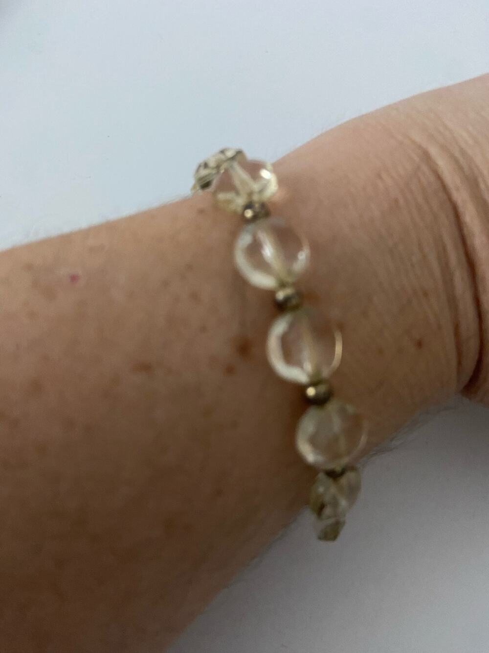 Vintage clear and gold bead bracelet